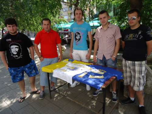 The sales booth in the city center