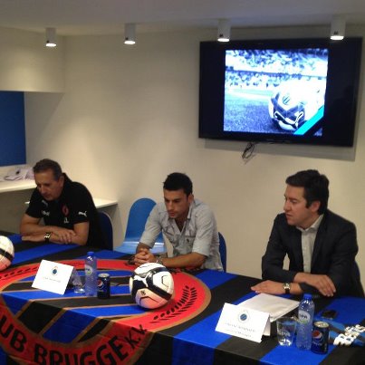 Trichkovski (C) during his signing presentation for Club Brugge last year