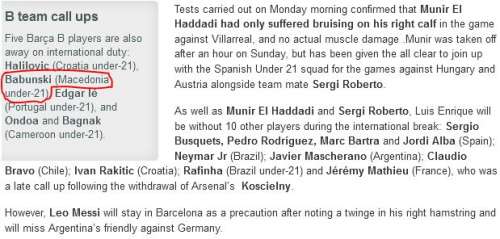 Article on Barcelona's website